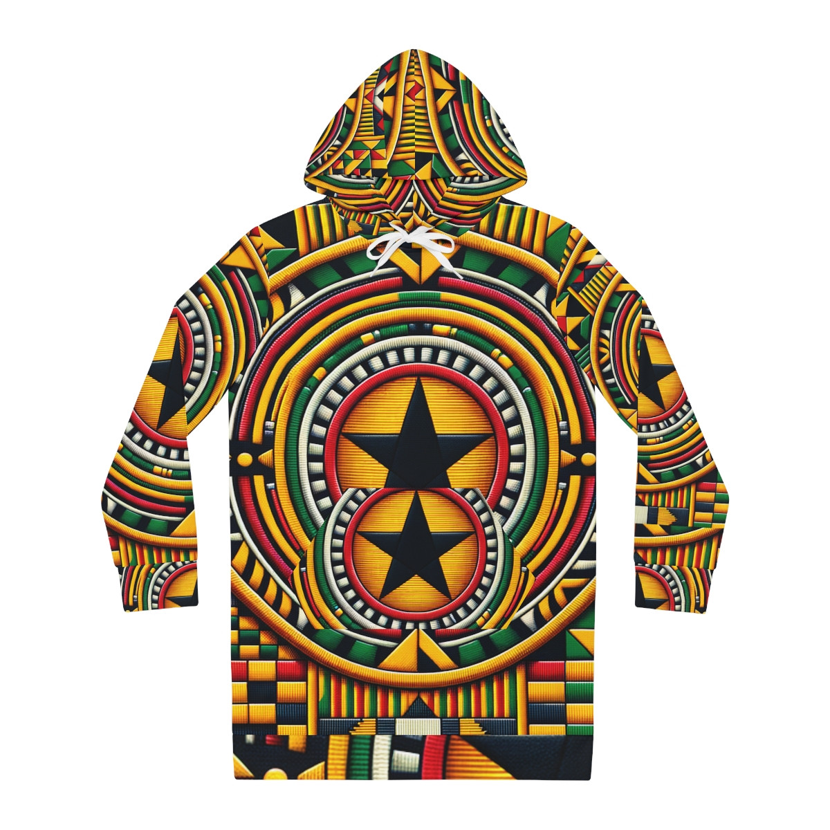 "Heritage Chic Kente Fusion Hoodie Dress"