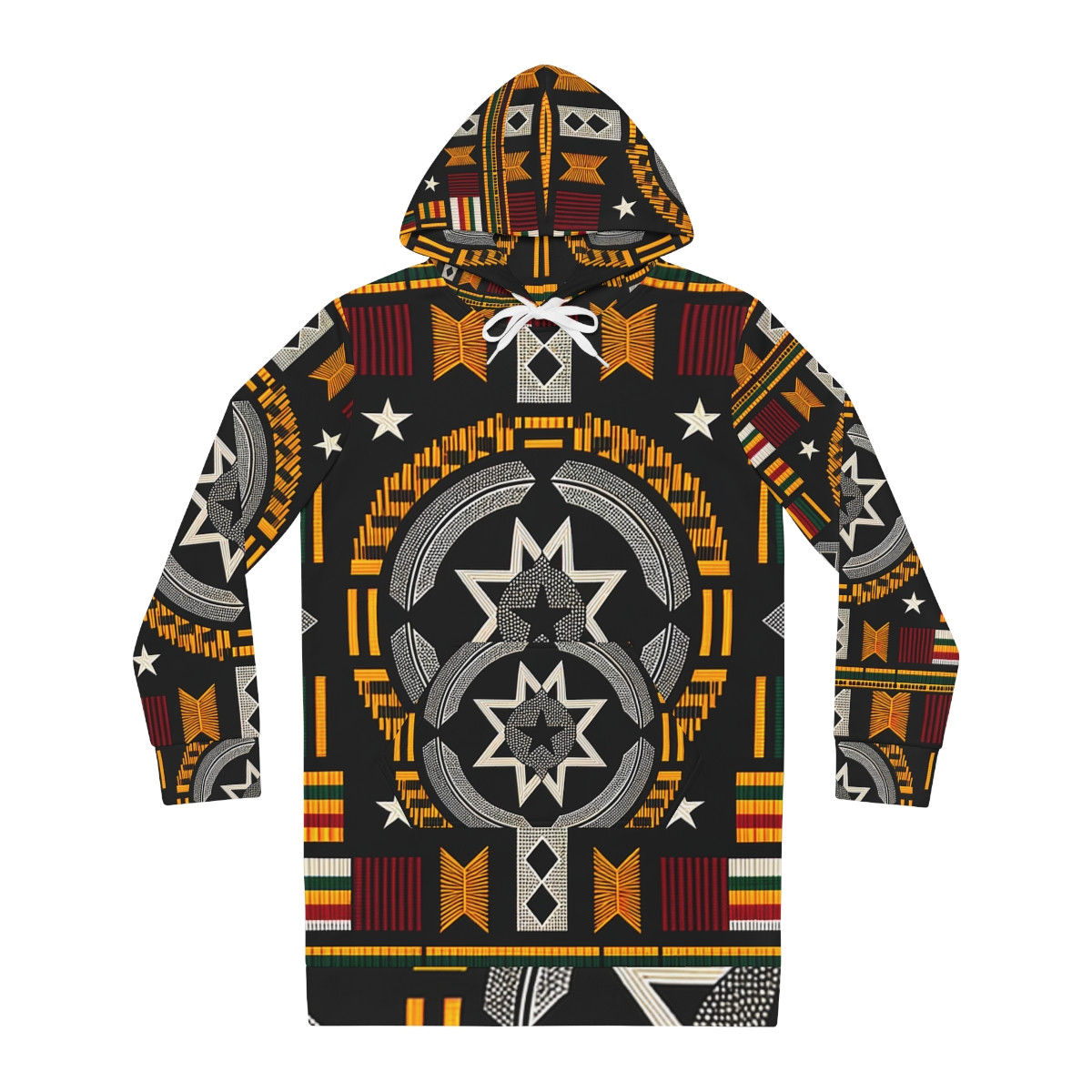 "Kente Kaleidoscope Hoodie Dress"