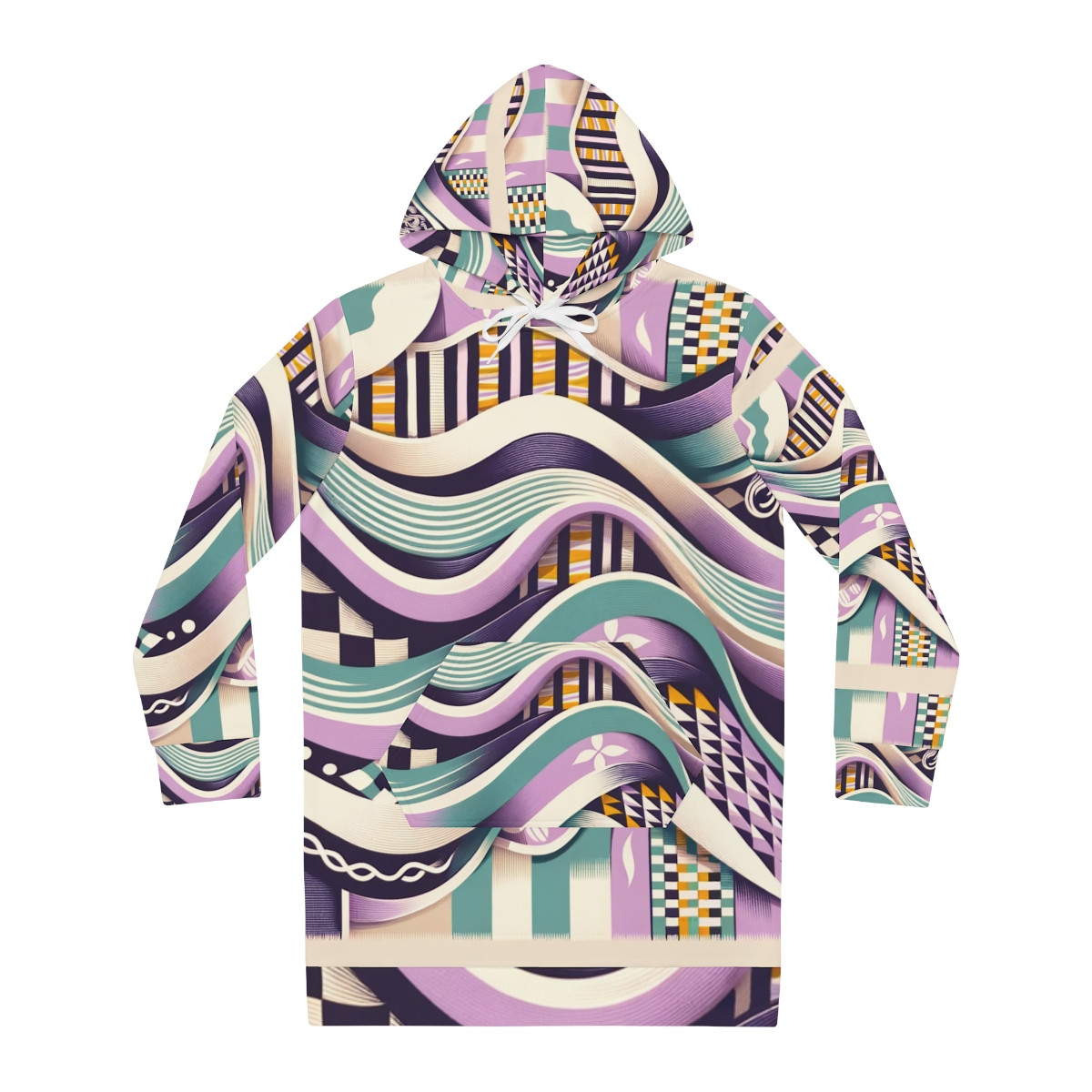 "AfroElegance Kente Twist Women's Hoodie Dress"