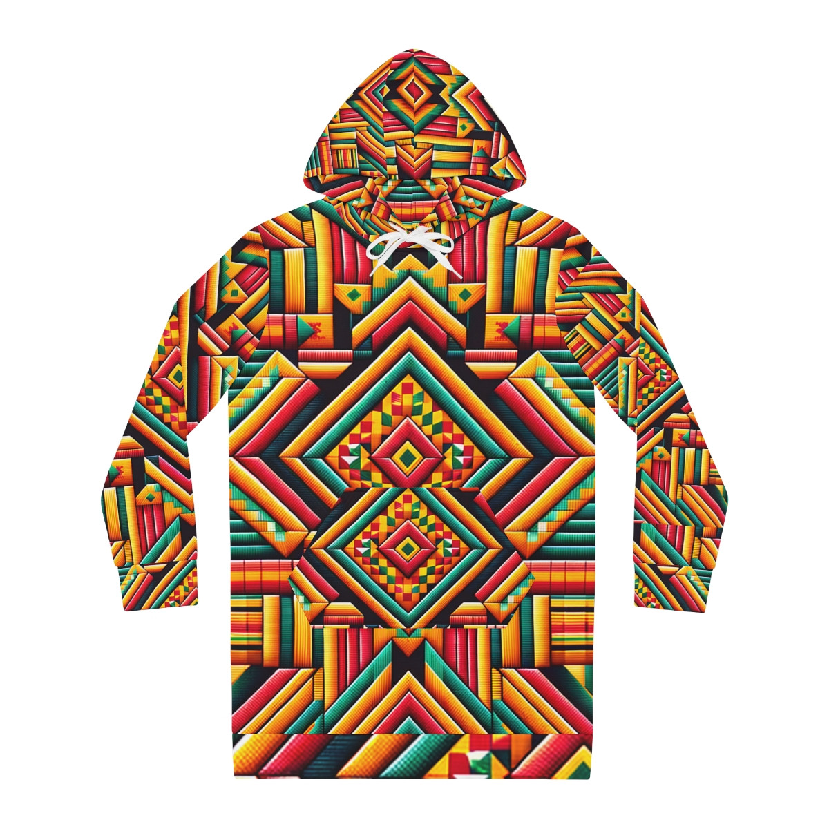 "Kente Kaleidoscope Hoodie Dress"
