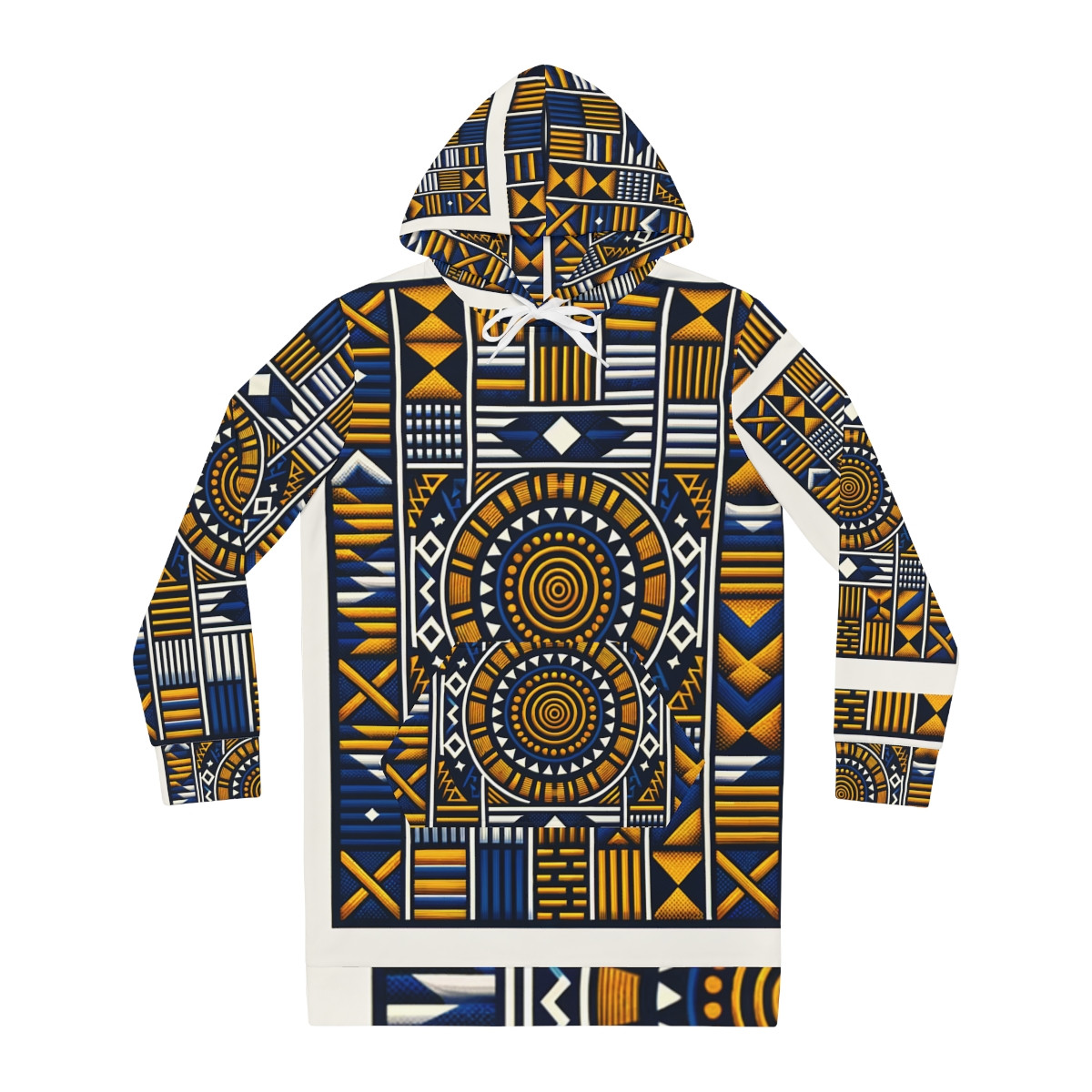 "Afrikai Elegance" Kente-Style Women's Hoodie Dress