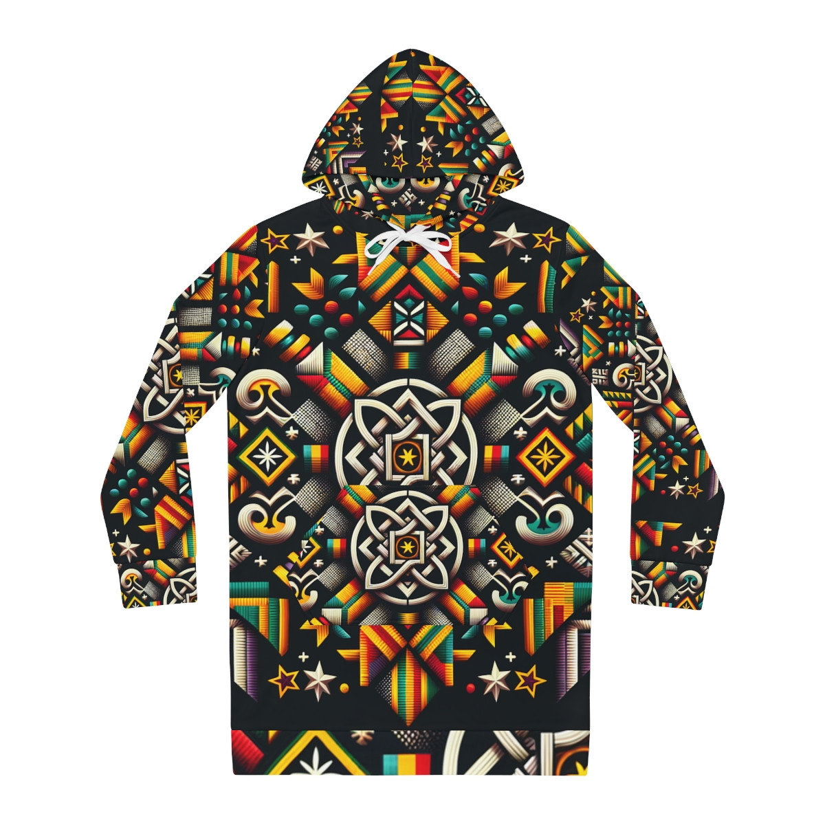 "AfroElegance Kente Weave Women's Hoodie Dress"