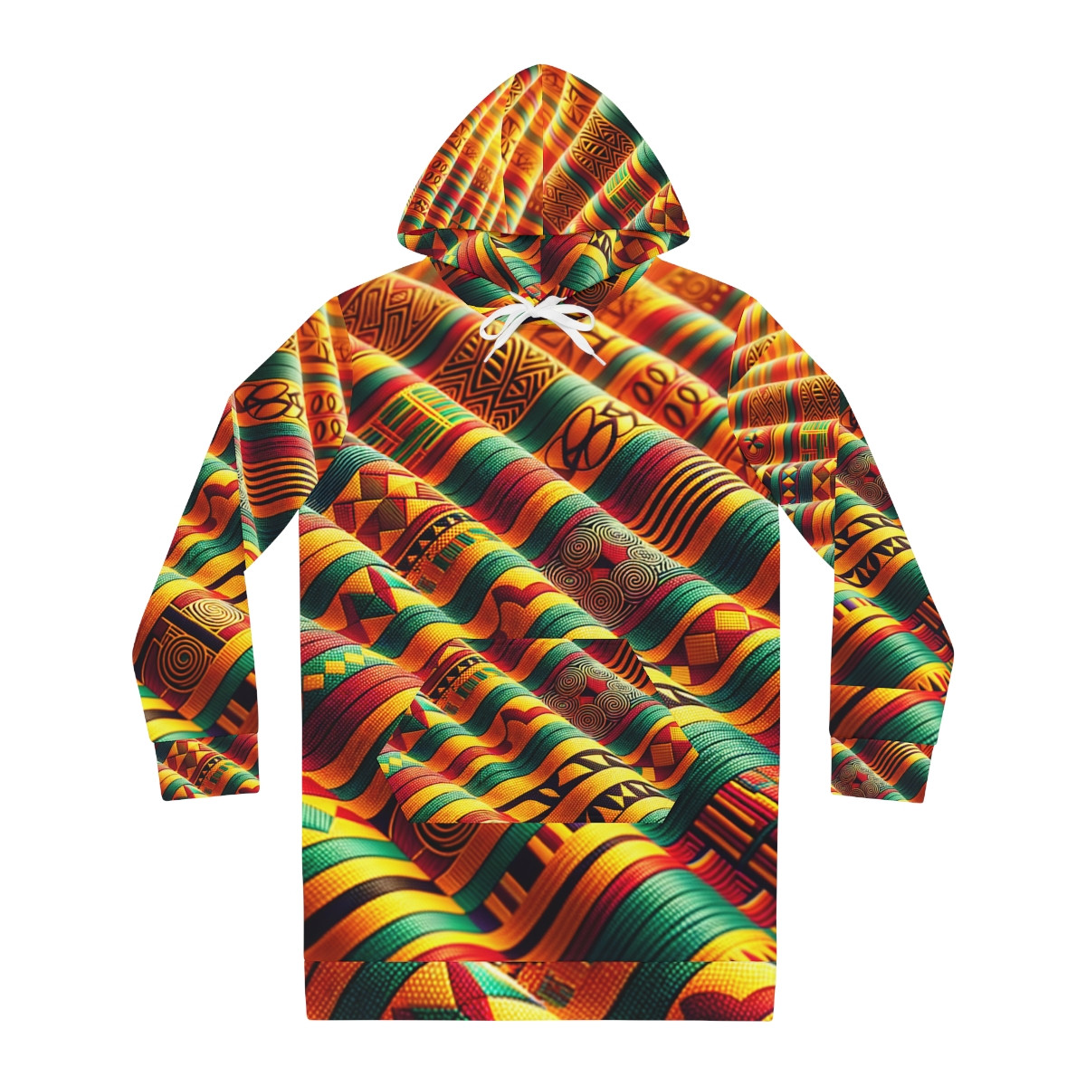"AfroElegance Kente Couture Hoodie Dress"