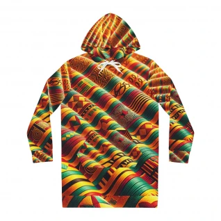 "AfroElegance Kente Couture Hoodie Dress"