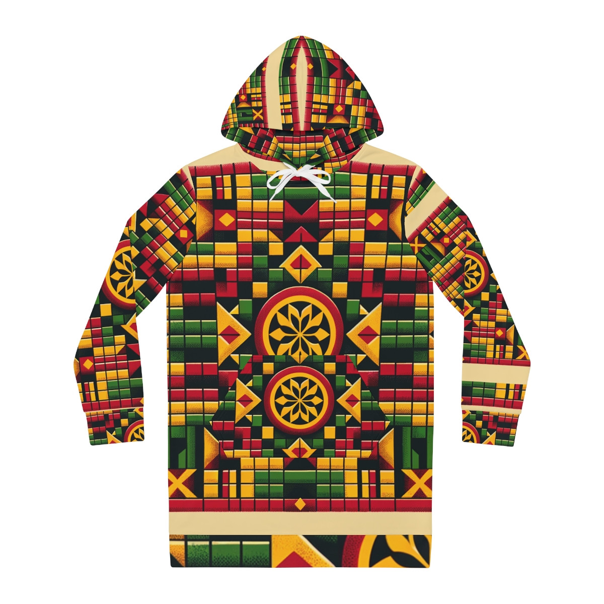 "Heritage Chic: Kente Kaleidoscope Women's Hoodie Dress"