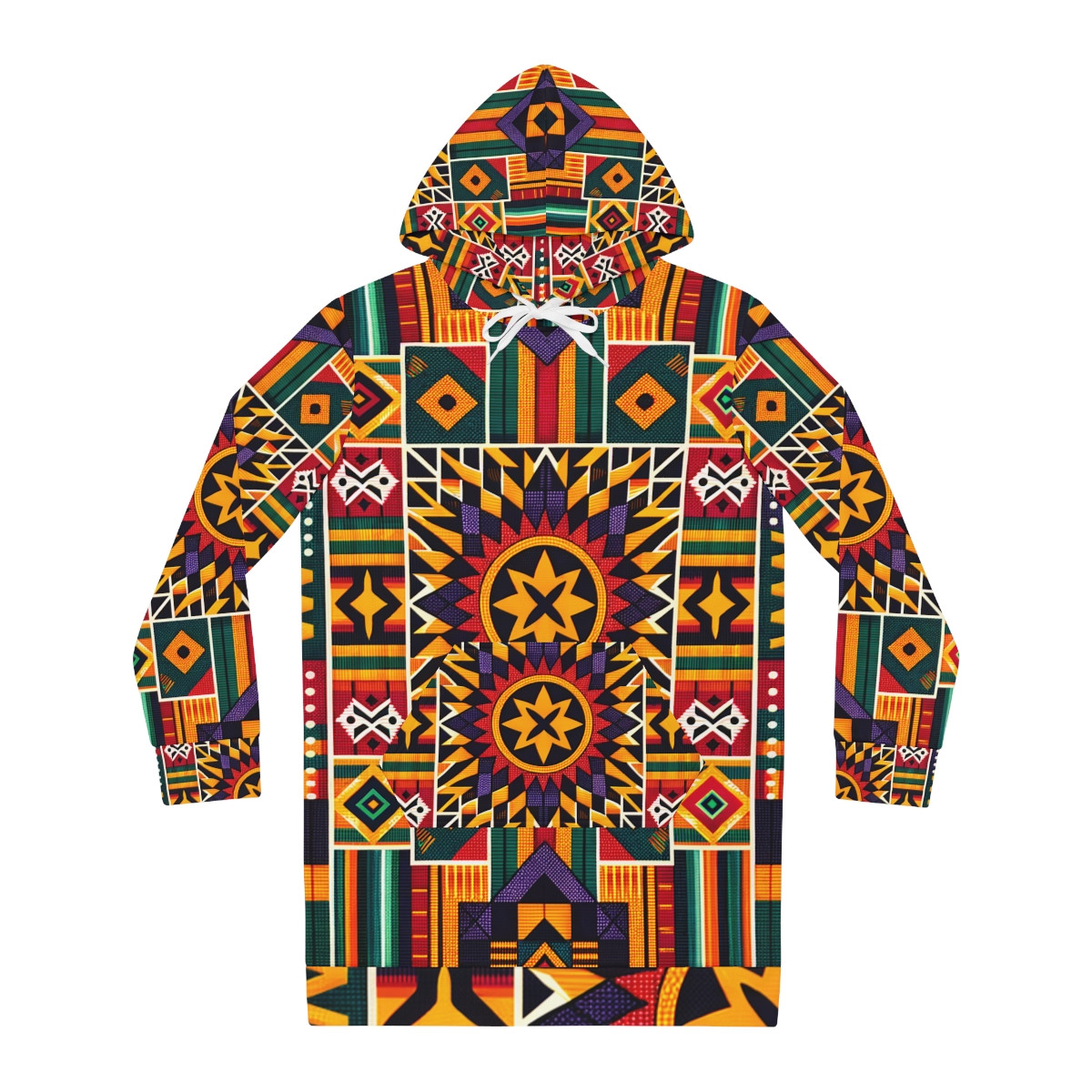 "AfroElegance Kente Bliss Women's Hoodie Dress"