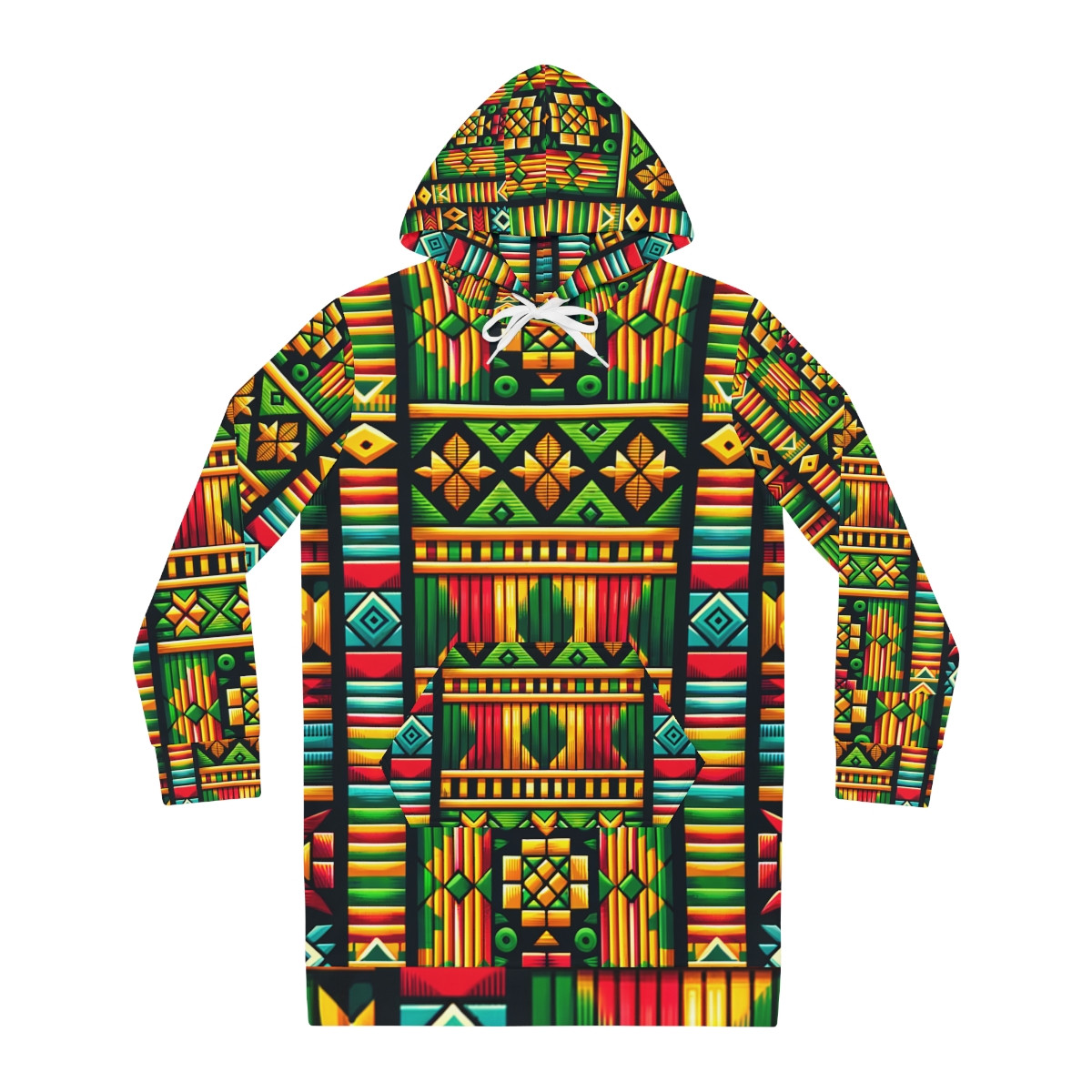 "AfroElegance Kente Fusion Women's Hoodie Dress"