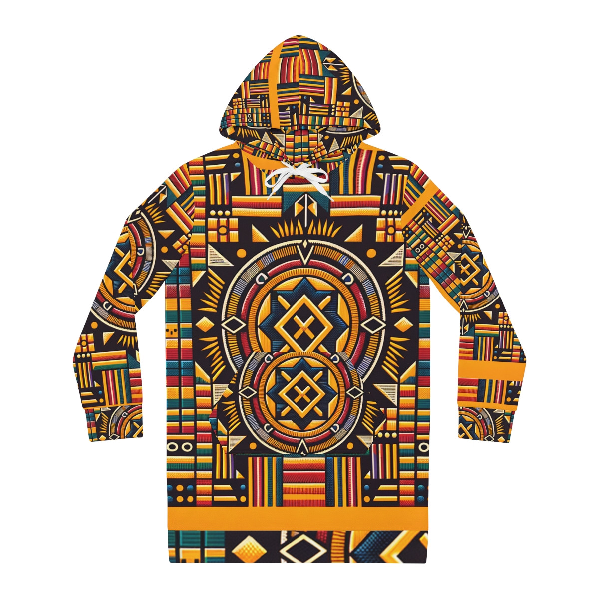 "AfroElegance Kente Fusion Hoodie Dress"