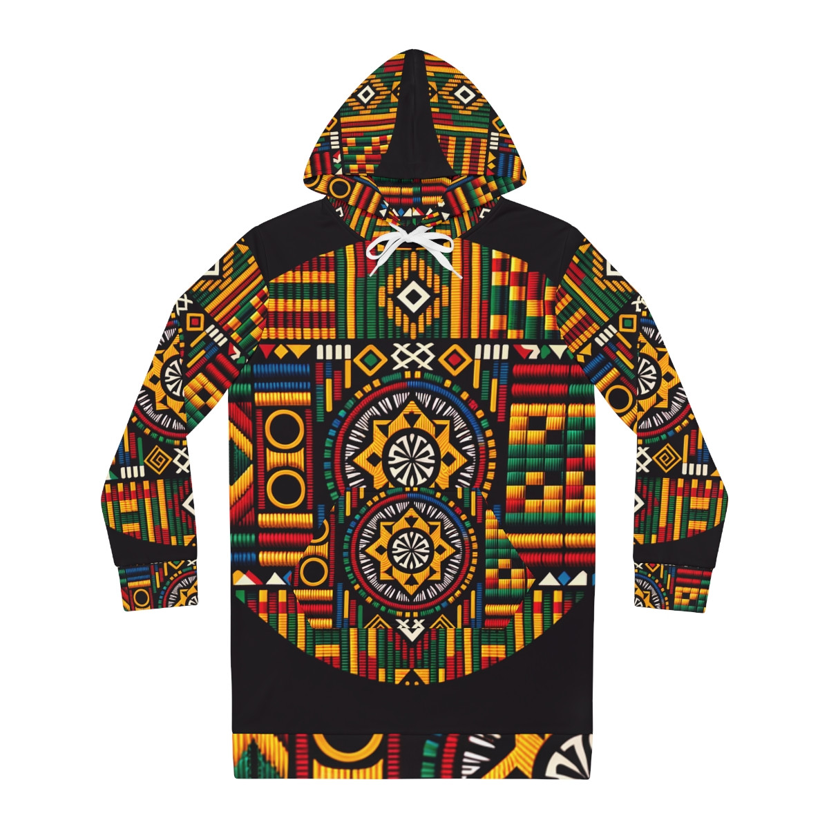 "AfroElegance Kente Twist Women's Hoodie Dress"