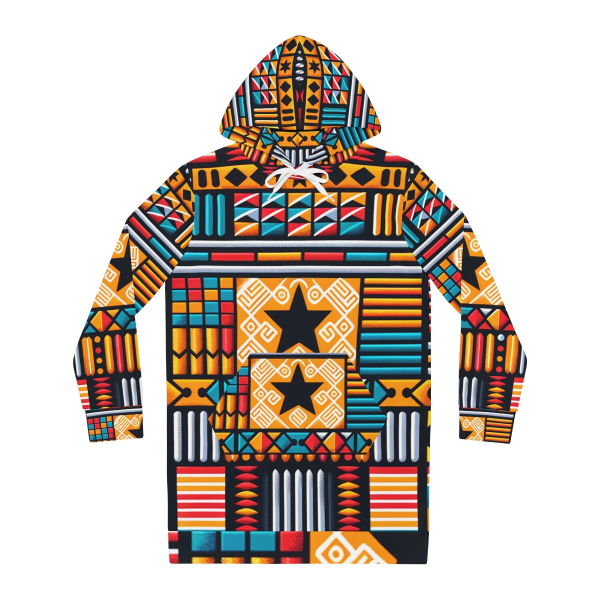"Heritage Mosaic: Women's Kente Fusion Hoodie Dress"