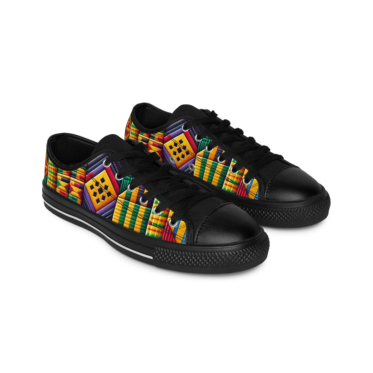 "HeritageStride: Kente Kaleidoscope Sneakers" - Men's Sneakers