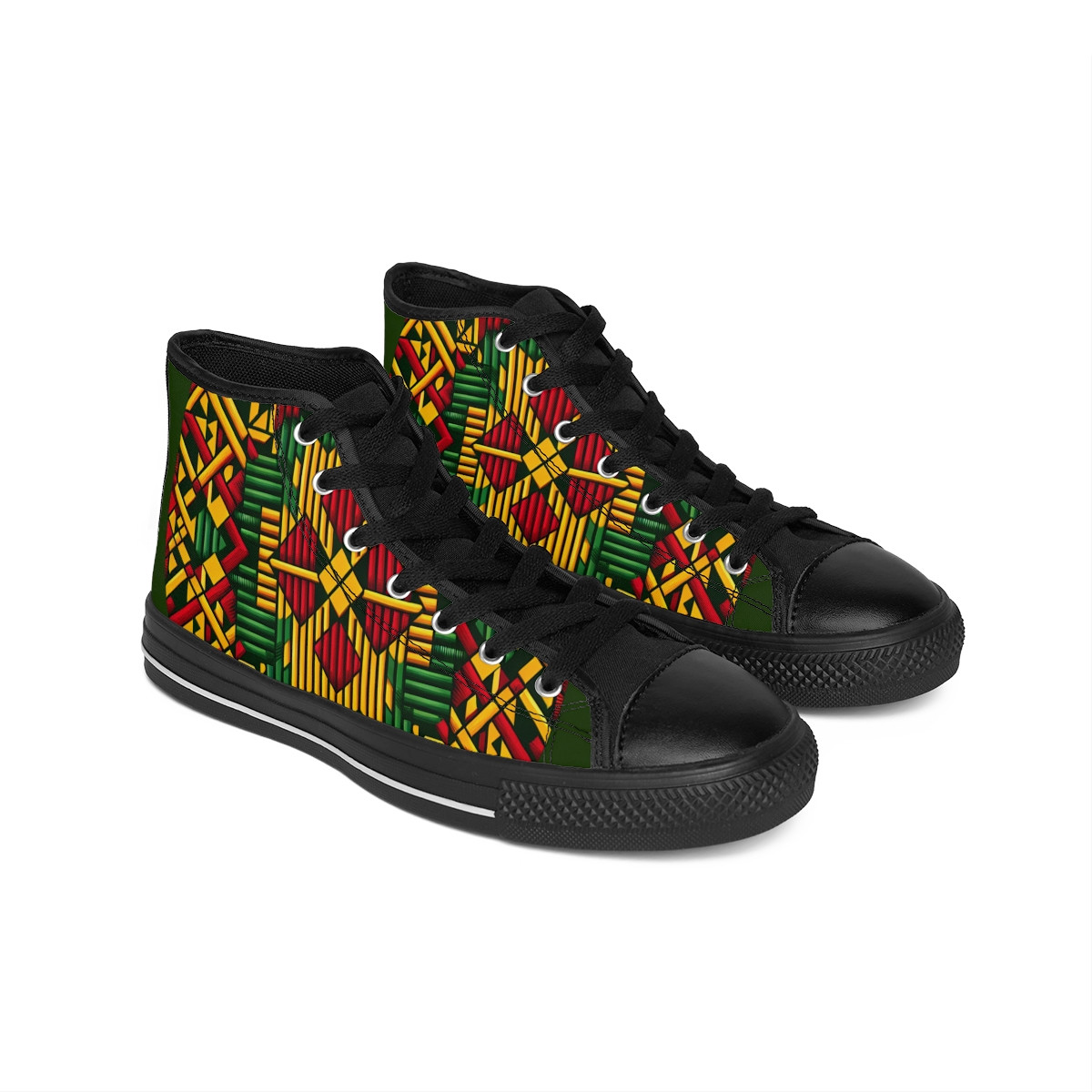 "AfroStride: Kente Kaleidoscope Sneakers" - Men's Classic Sneakers
