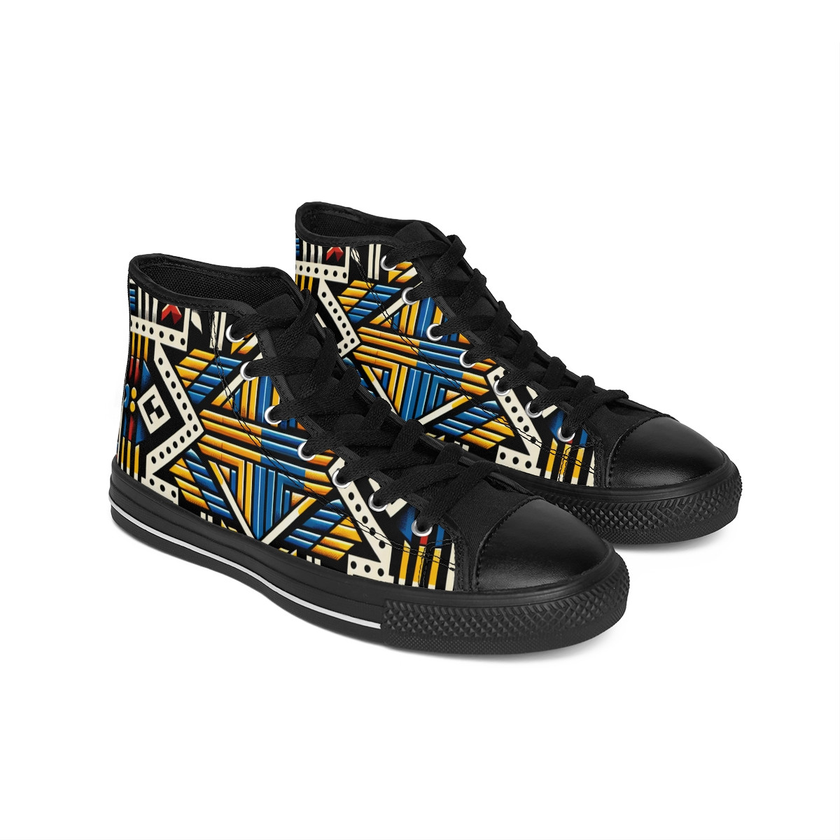"HeritageStride: Kente Kaleidoscope Sneakers" - Men's Classic Sneakers
