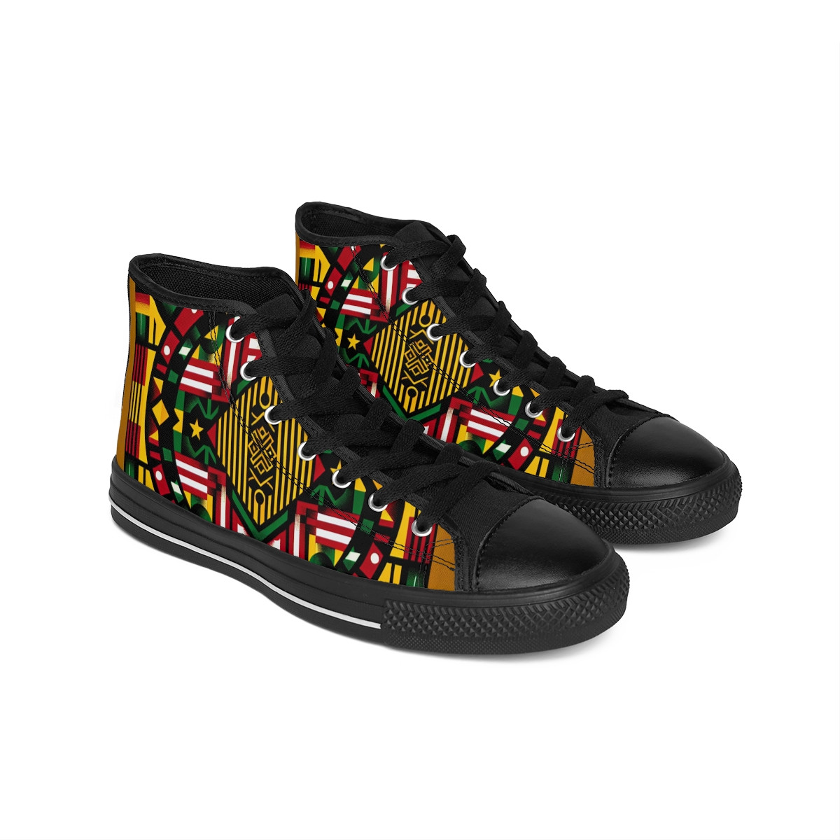 "Heritage Stride: Kente Kaleidoscope Sneakers" - Men's Classic Sneakers
