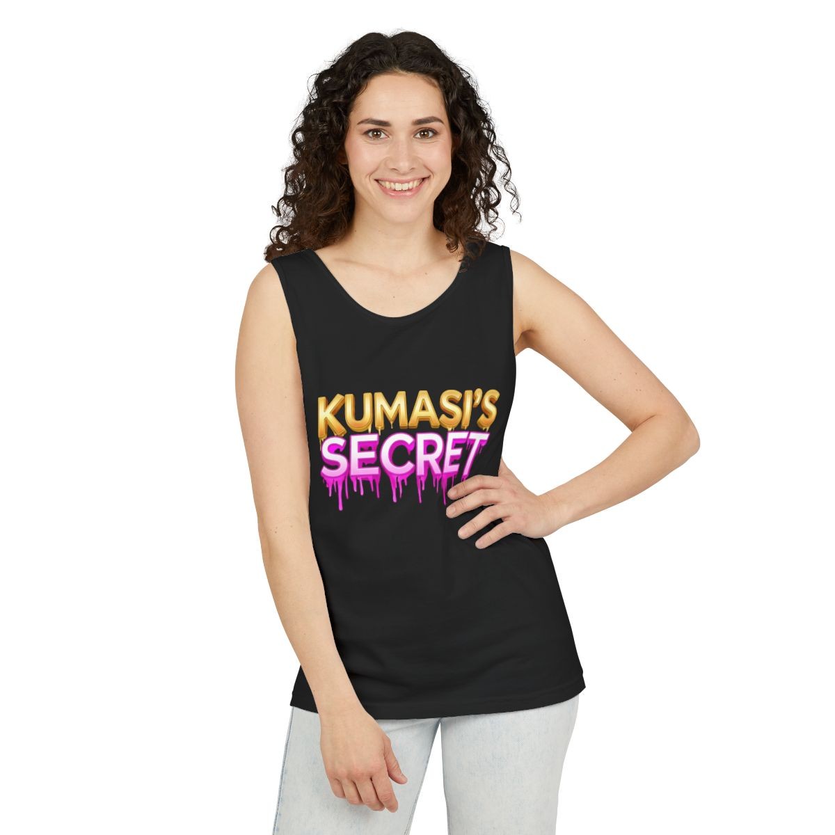 Kumasi's Secret Tank Top | Neon Drip Logo Graphic