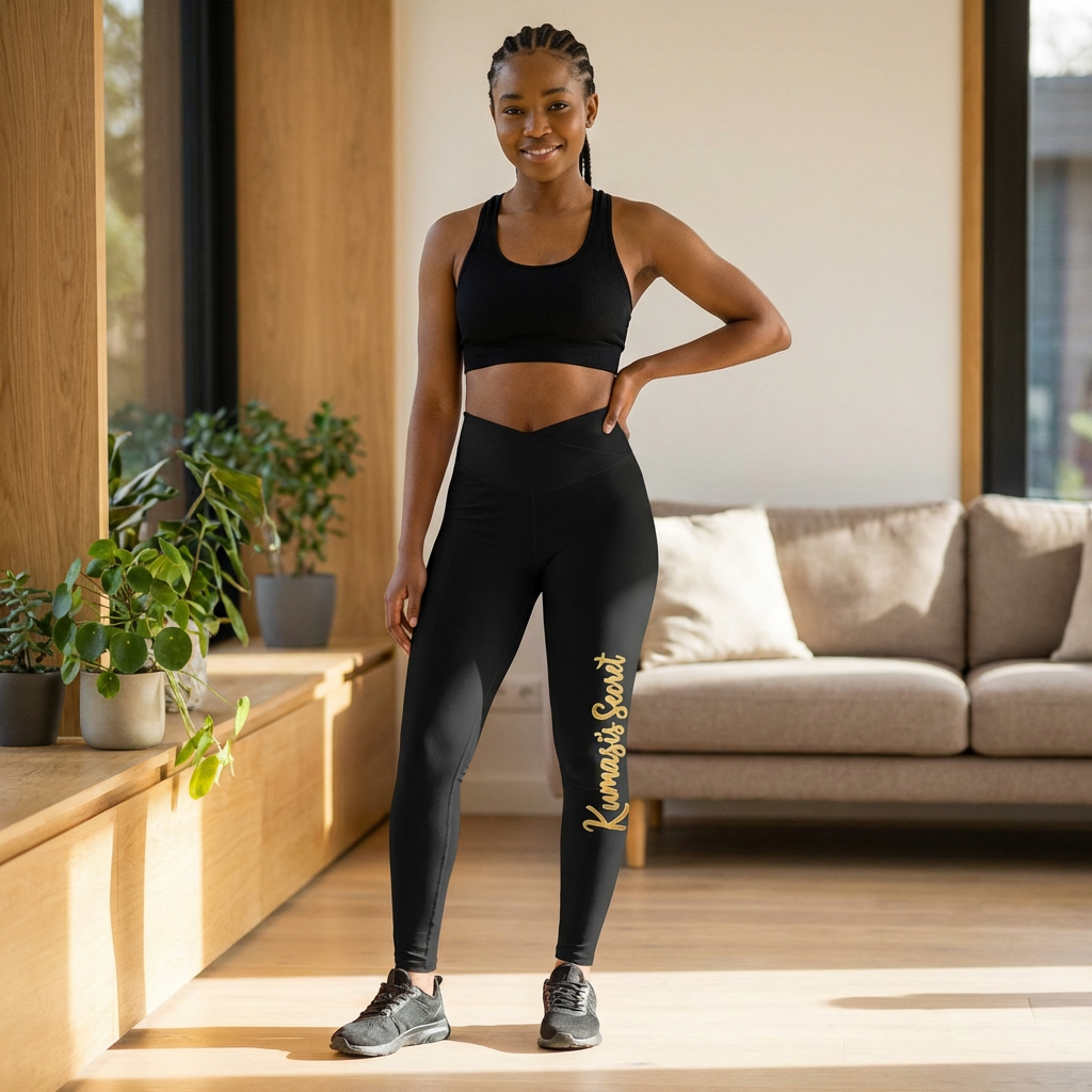 Kumasi's Secret Leggings | Black leggings with gold text