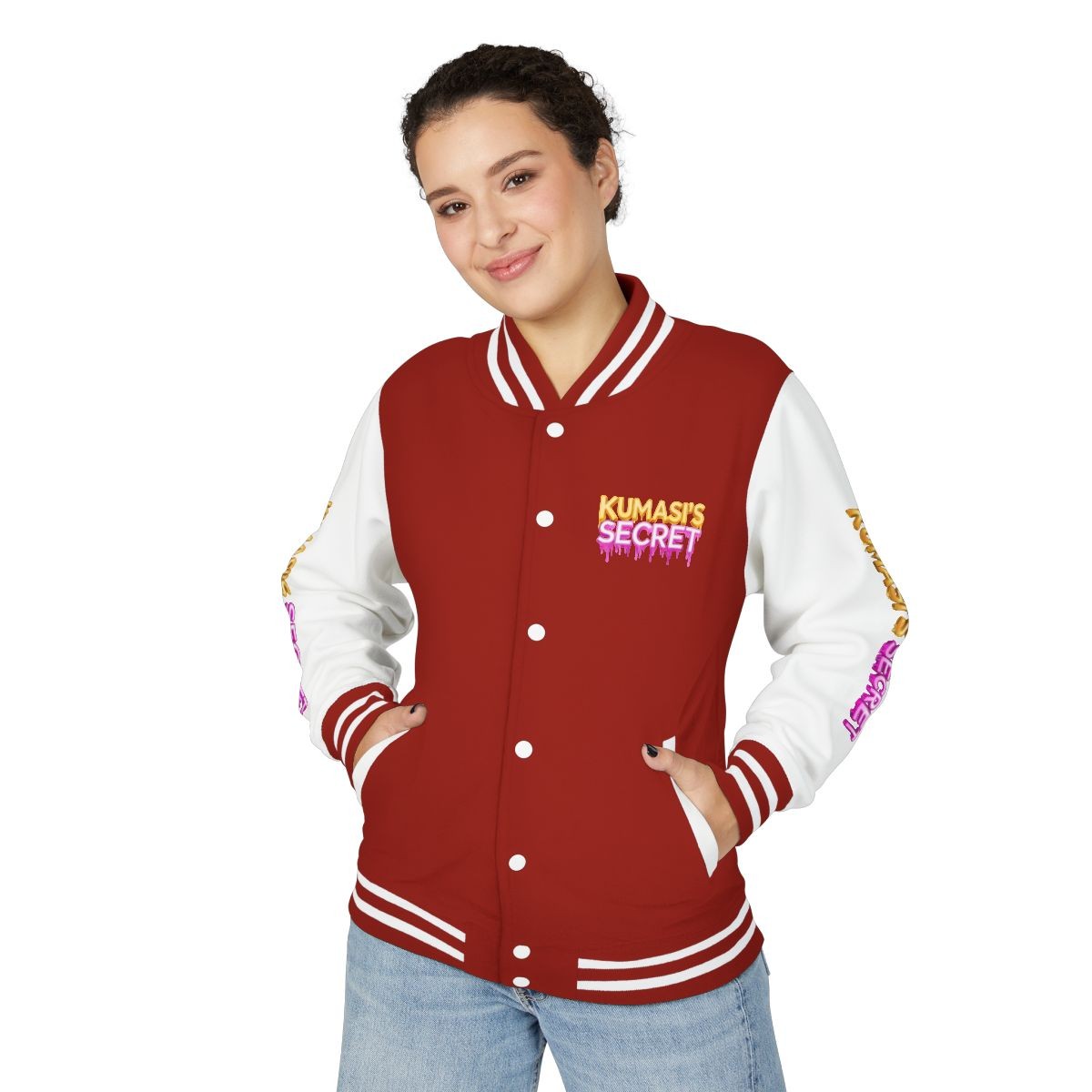 Kumasi's Secret Letterman Jacket | Red White Varsity Jacket