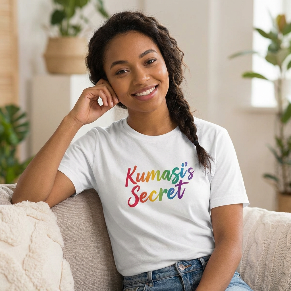 Kumasi's Secret T-Shirt | Rainbow Script Typography