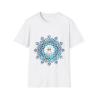 T-shirt "Mosaïque des Eaux Célestes" Poissons – Moires de Lune