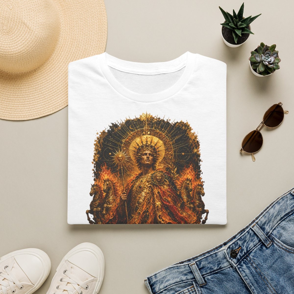 T-shirt Hélios · Dieu du Soleil Souverain · Moires de Lune