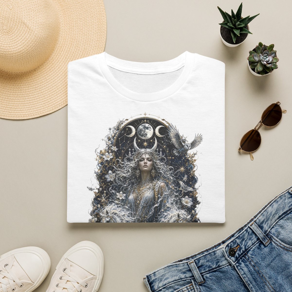 T-shirt Séléné · Déesse de la Lune Éternelle · Moires de Lune