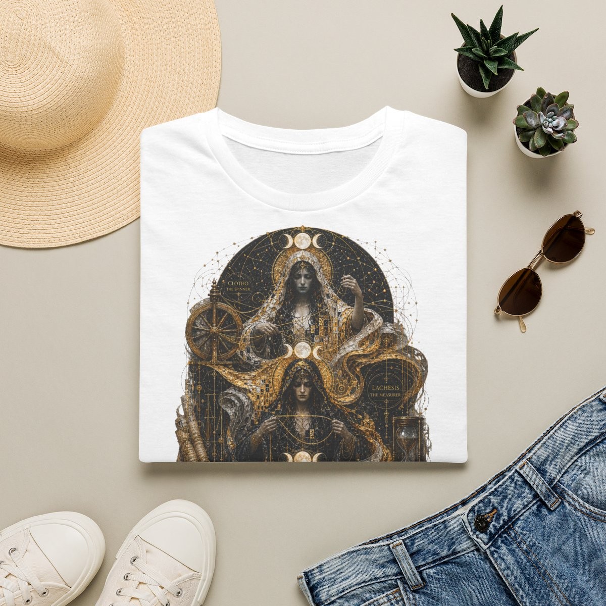 T-shirt Les Moires · Clotho · Lachésis · Atropos · Tisseuses du Destin · Moires de Lune