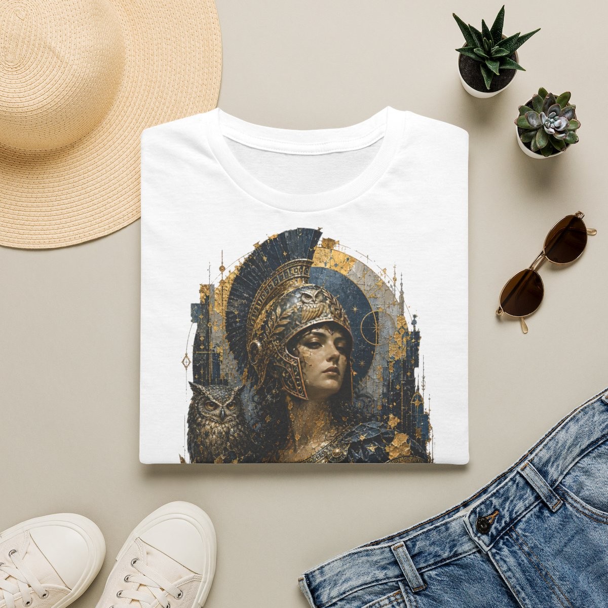 T-shirt Athéna · Pallas · Déesse de la Sagesse Stratégique · Moires de Lune
