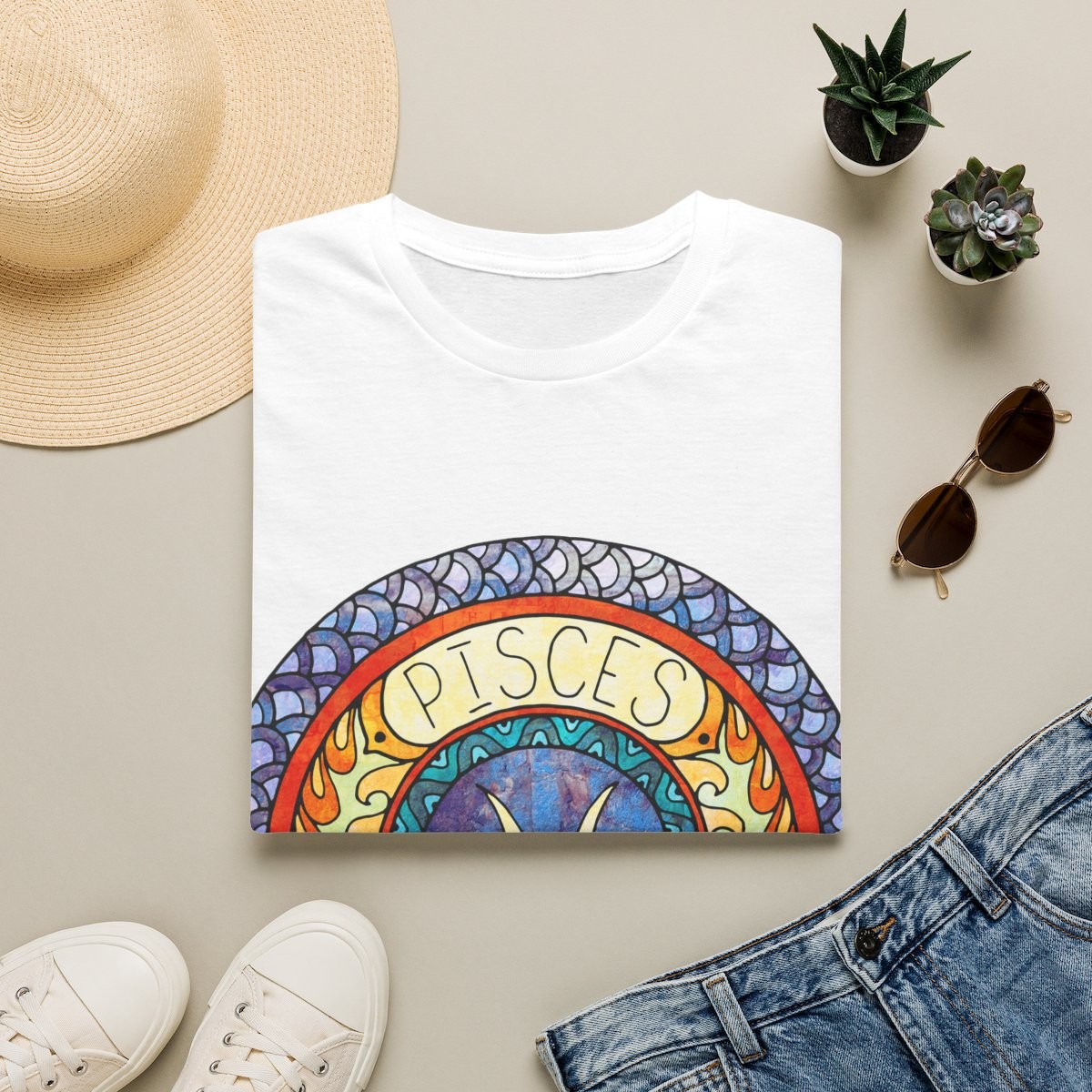 T-shirt "Médaillon Céleste" Poissons – Moires de Lune