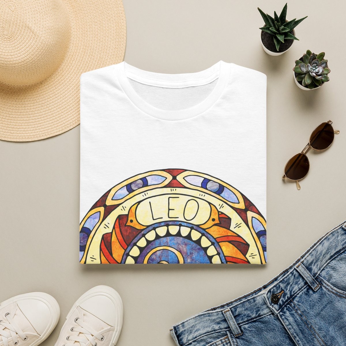 T-shirt "Médaillon Céleste" Lion – Moires de Lune