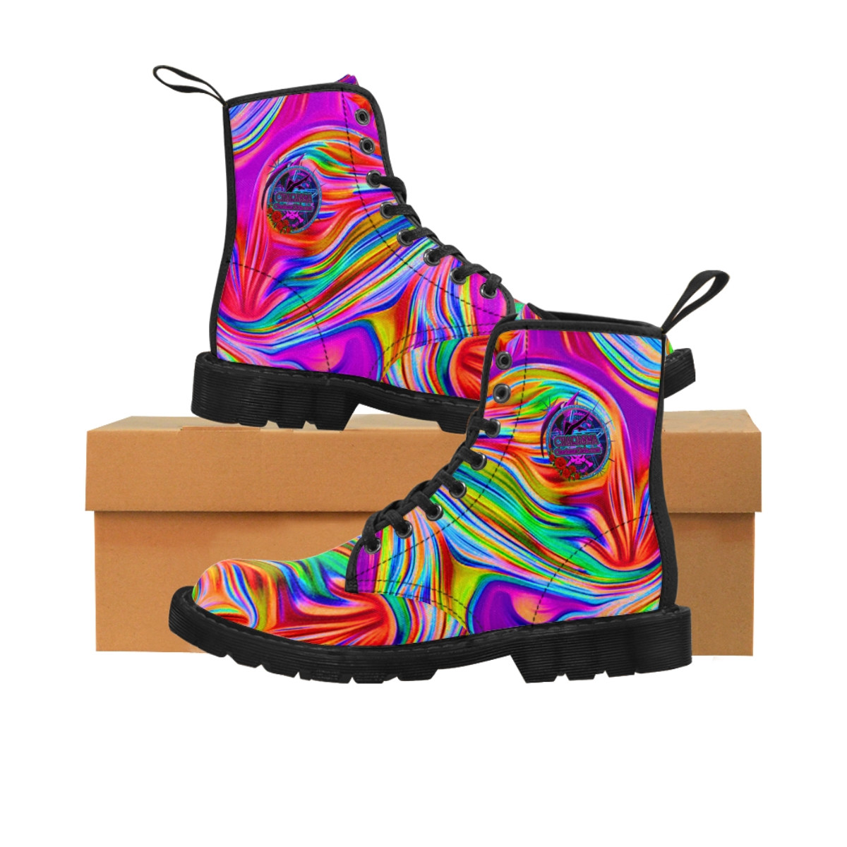 Charisma Girls Rainbow Swirl 12 Women's Canvas Boots