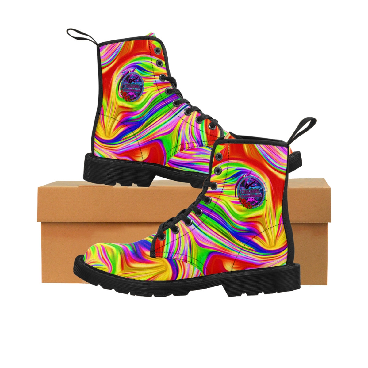 Charisma Girls Rainbow Swirl 10 Women's Canvas Boots