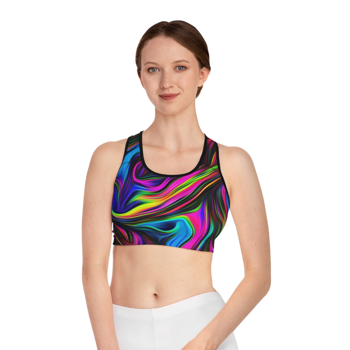 Charisma Girls Sports Top  Rainbow Swirl Number 1 Sports Bra (AOP)