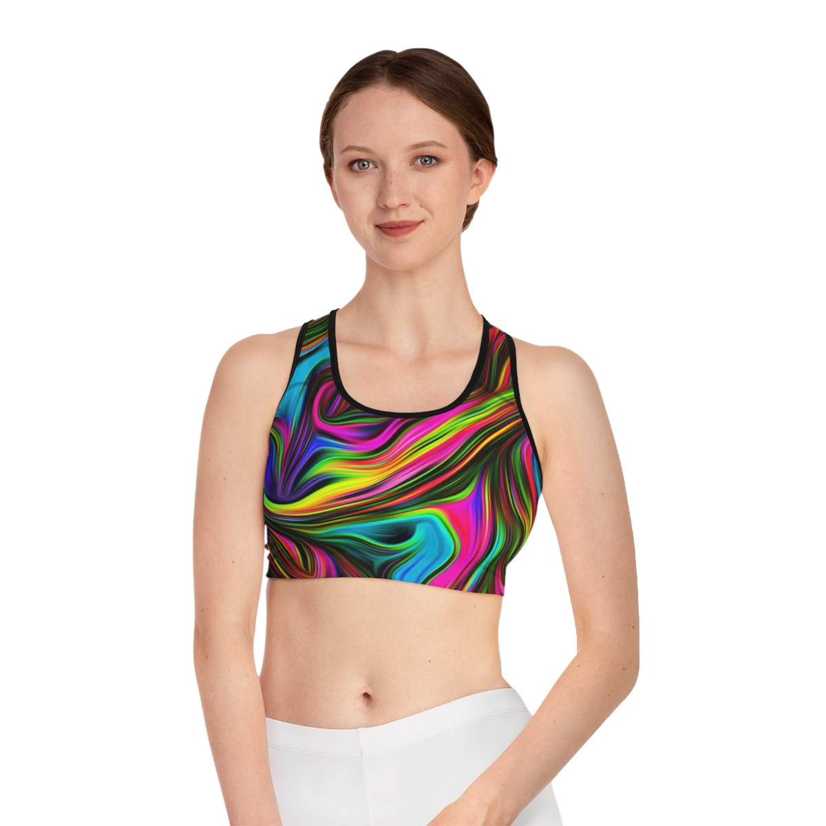 Charisma Girls Sports Top Rainbow Swirl Number 2 Sports Bra (AOP)