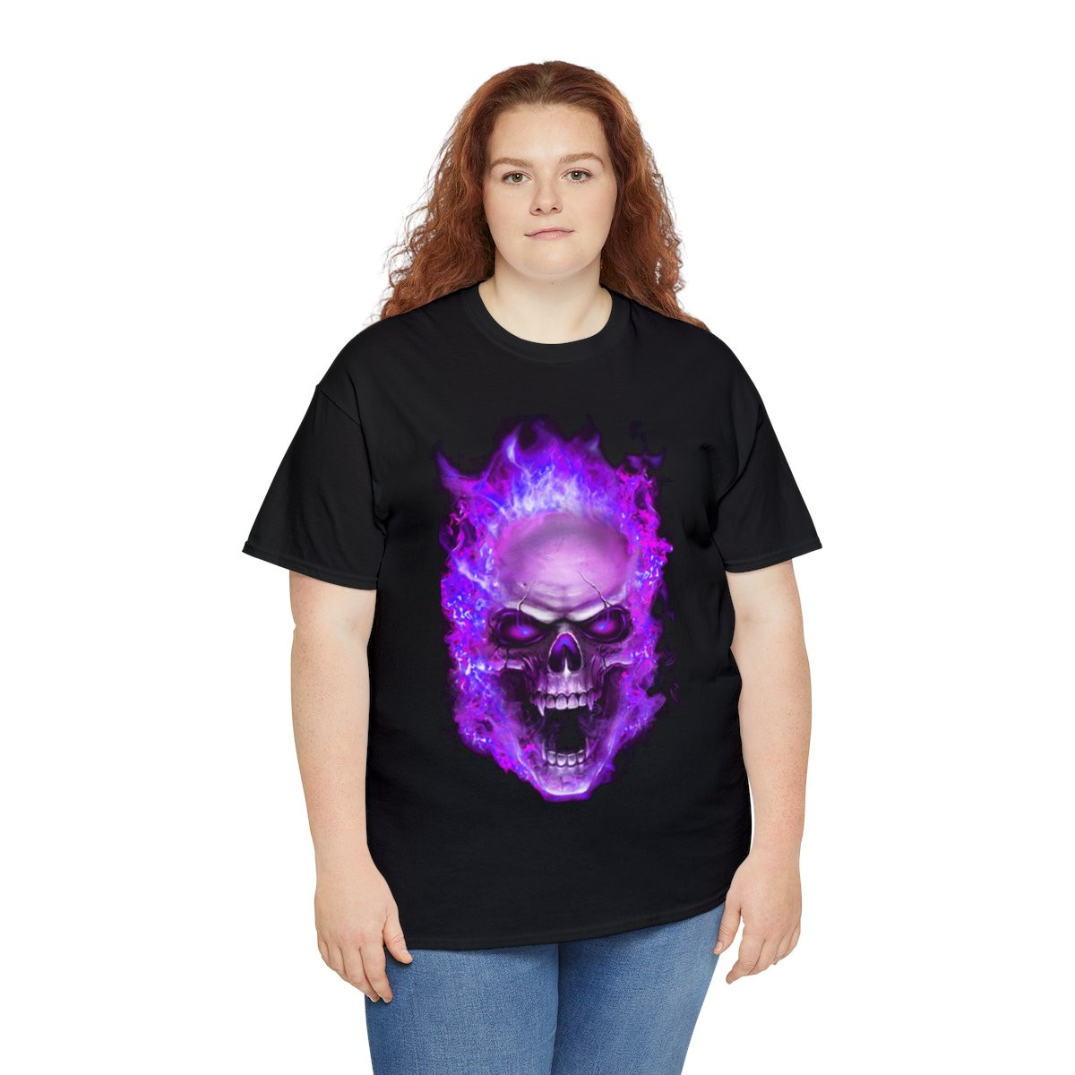 Flaming Demon Skull Purple Short Sleeve Tee