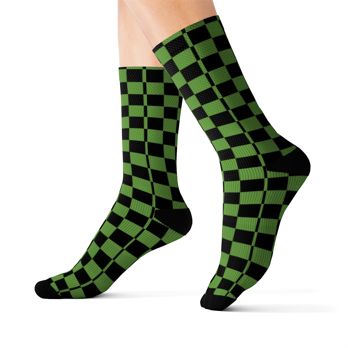 Charisma Girls Checker Board Series Design Number 1 lt green version 2 Sublimation Socks