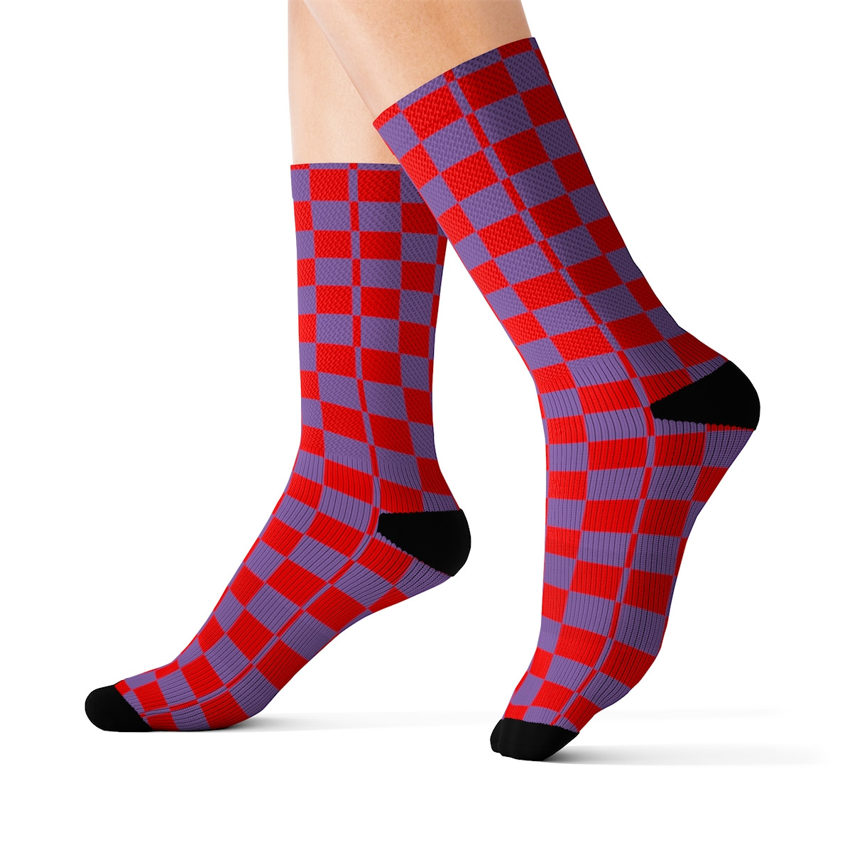 Charisma Girls Checker Board Series Red on lt purple Sublimation Socks