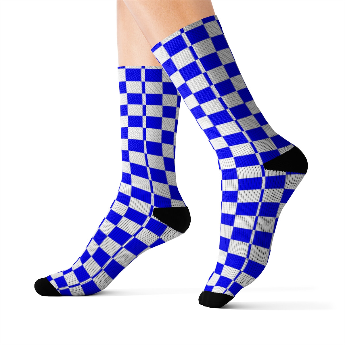 Charisma Girls Checker Board Series  Blue on White ublimation Socks