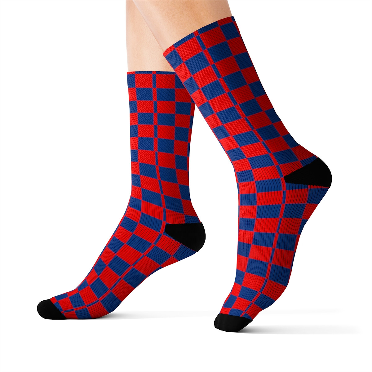 Charisma Girls Checker Board Series Red on Blue  Sublimation Socks