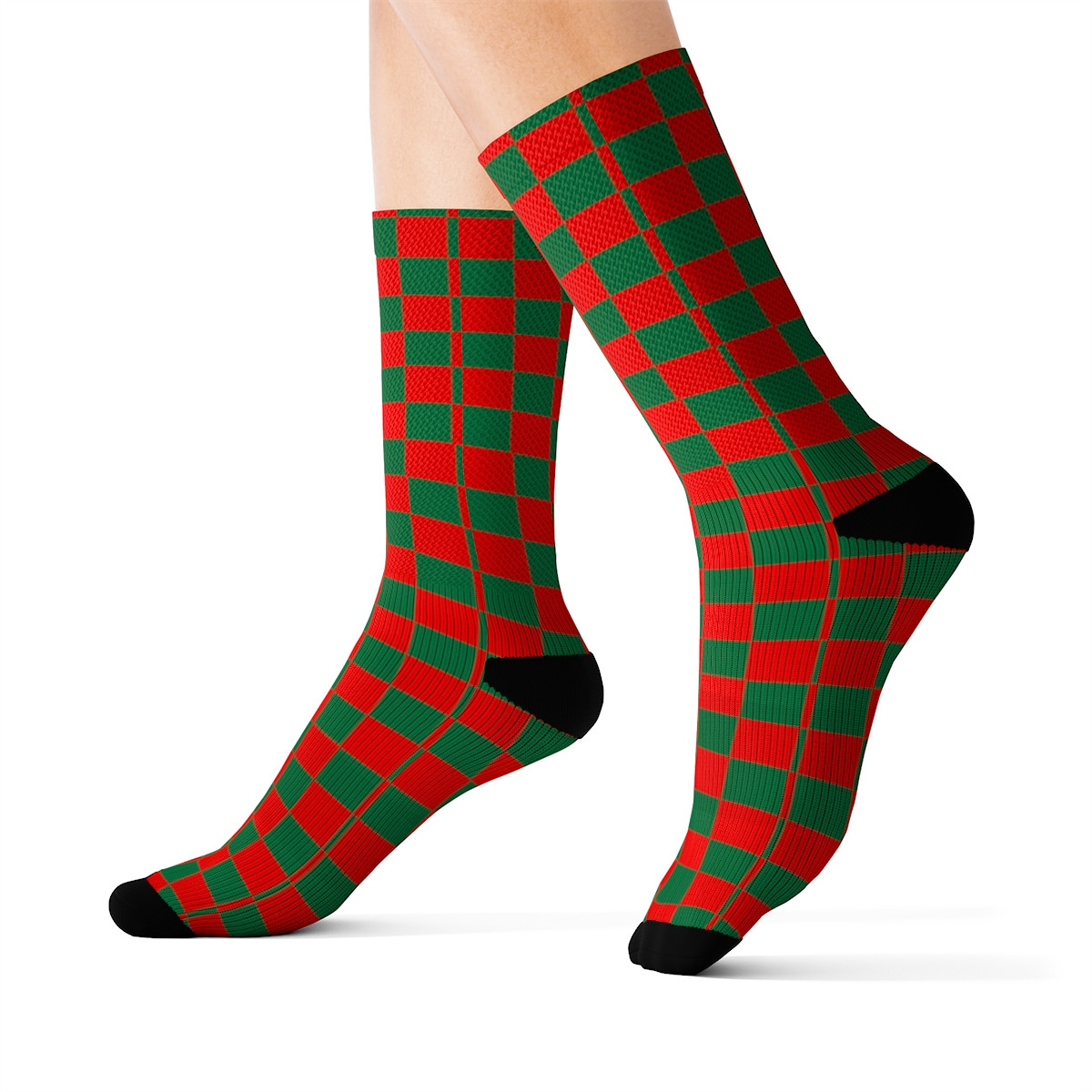 Charisma Girls Checker Board Series Red on Green  Sublimation Socks
