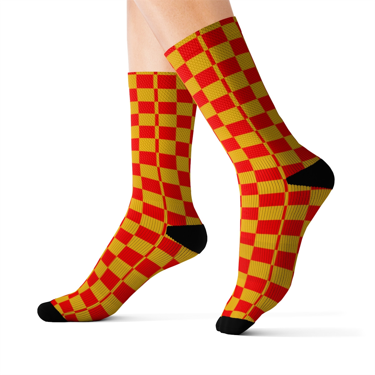 Charisma Girls Checker Board Series Red on Yellow  Sublimation Socks