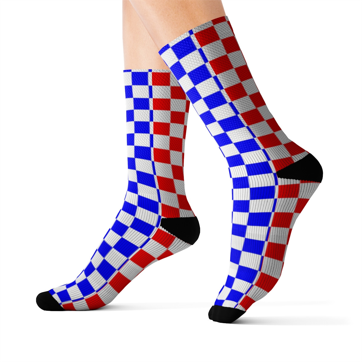 Charisma Girls Checker Board Series Red and Blue Sublimation Socks