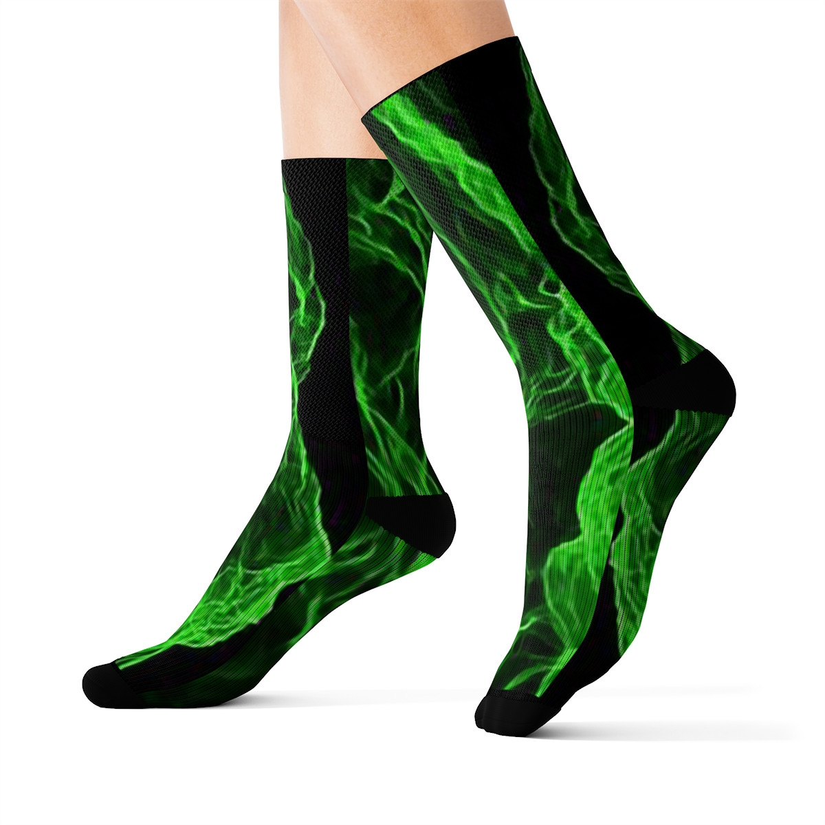 Charisma Girls Fire Series Design Number 5 Green Fire Sublimation Socks