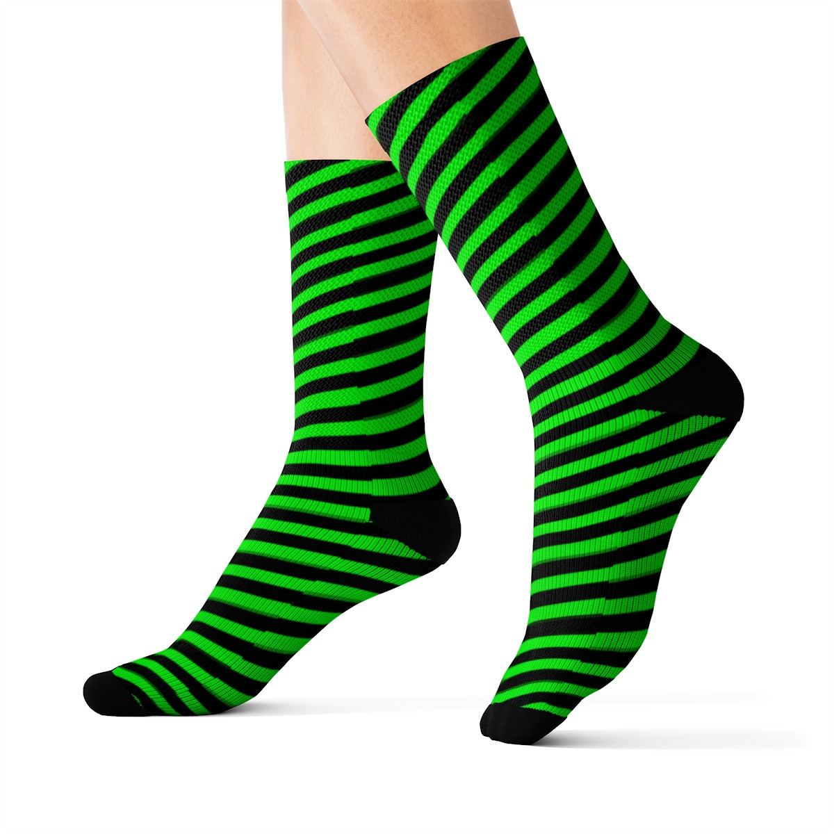 Charisma Girls Candy Cane Green on Black  Sublimation Socks