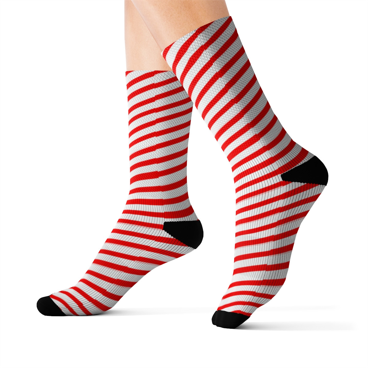 Charisma Girls Candy Cane Red on White  Sublimation Socks