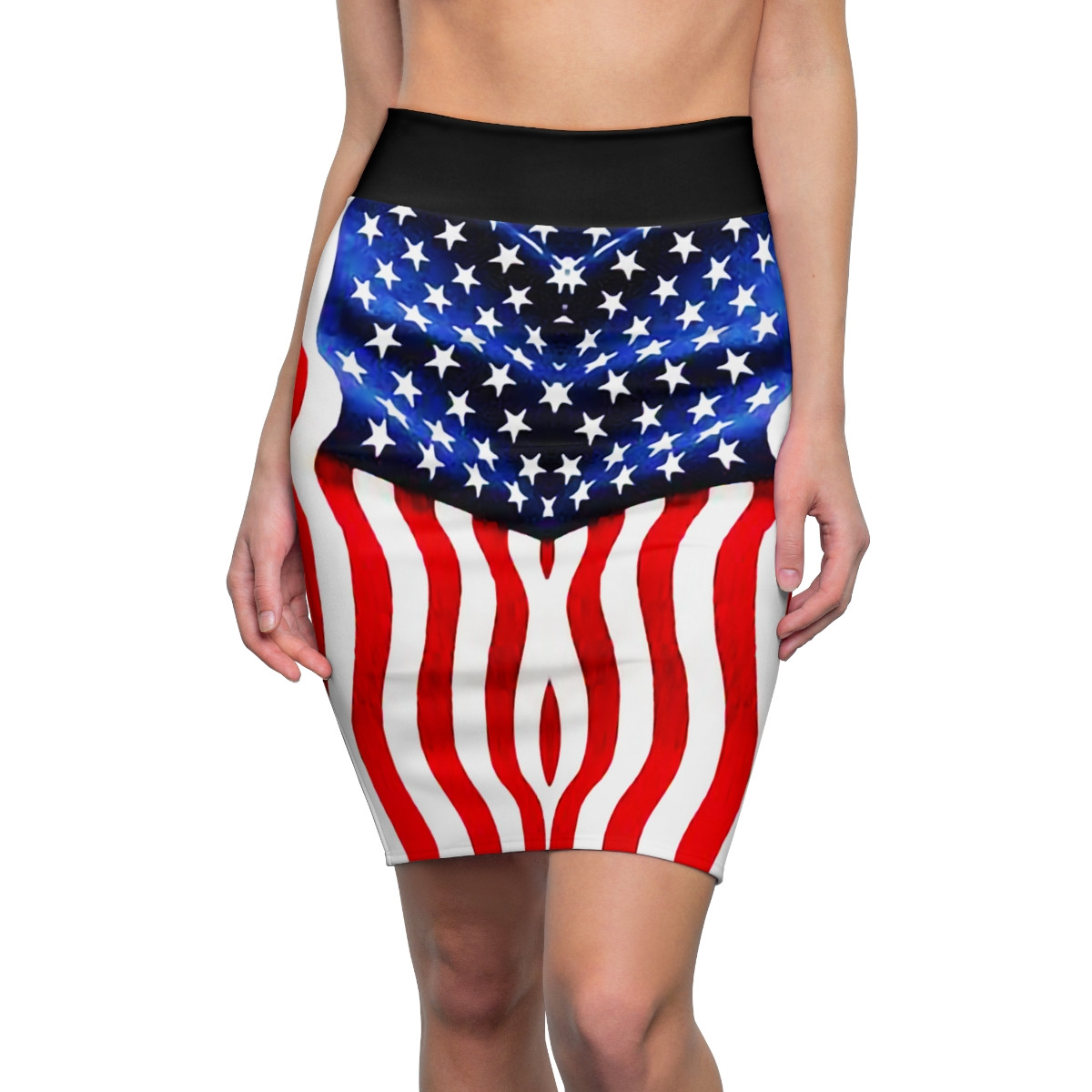 Charisma Girls Flag Design on Black  Women's Pencil Skirt (AOP)