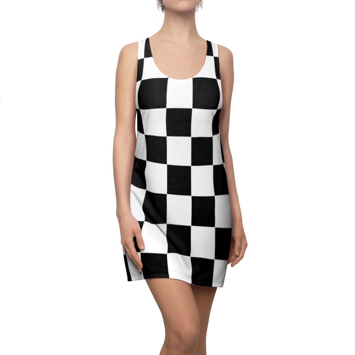 Charisma Girls Checker Board Series Design 4B Women's Cut & Sew Racerback Dress (AOP)