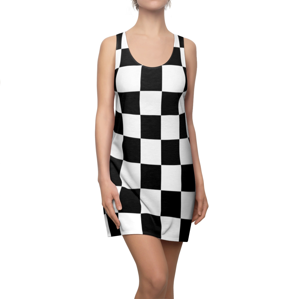 Charisma Girls Checker Board Series Design 5 Women's Cut & Sew Racerback Dress (AOP)