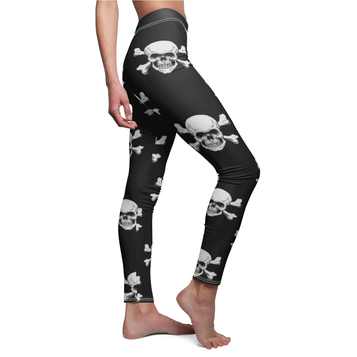 Charisma Girls Goth Series  Skull ans Bones 1 on Black Women's Cut & Sew Casual Leggings (AOP)