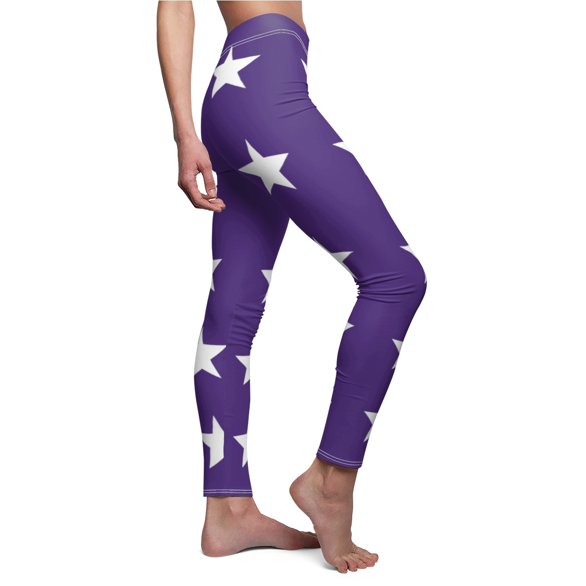 Charisma Girls Star Design Number 1 on Blue Women's Cut & Sew Casual Leggings (AOP)