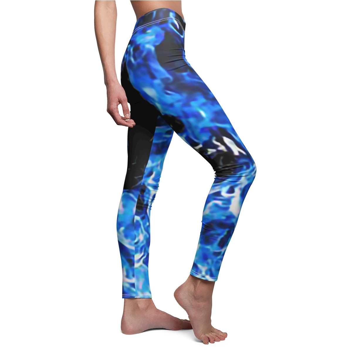 Charisma Blue Flames Design Number 1 Women's Cut & Sew Casual Leggings (AOP)
